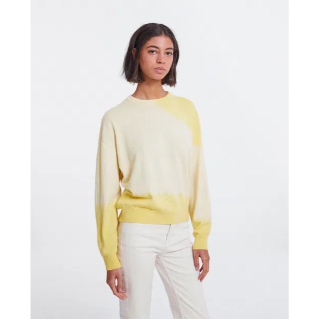 The Kooples Dipdyed Loose Crewneck Sweater Yellow Size 1 Small Nwt
